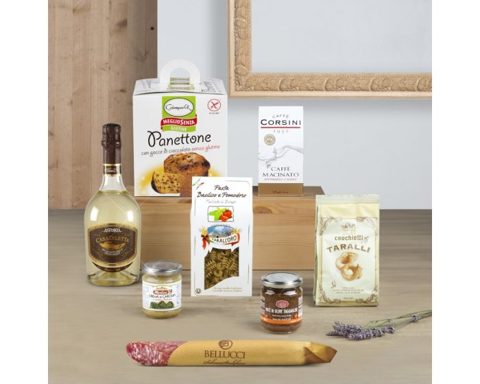 Cesto regalo Natale Senza Lattosio con panettone