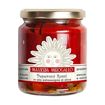 Red pepers in extra Virgin Olive Oil Masseria Mirogallo 270 gr