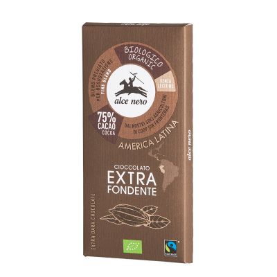Extra Dark Chocolate Bar Fairtrade Alce Nero 100 gr