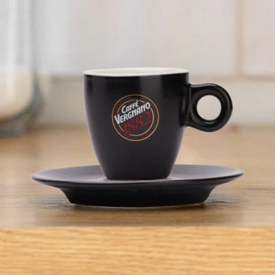 Black Coffee Cup Caffè Vergnano 1882