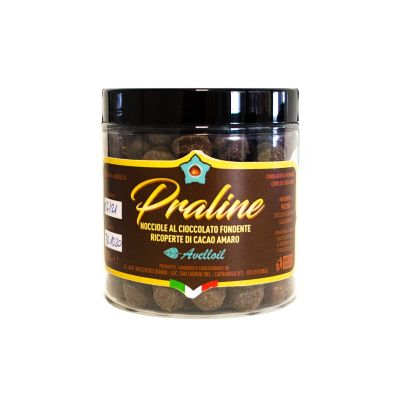 Hazelnut Pralines covered with Dark chocolate and Bitter cocoa Avelloil 150 gr