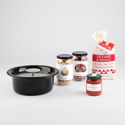 "KnIndustrie BoxGourmet Le Crete" - Gift hamper Kitchen accessories with earthenware casserole KnIndustrie