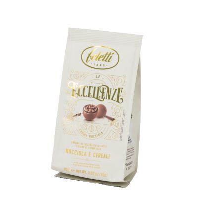 Milk chocolate pralines stuffed with hazelnut cream and cereals Le Eccellenze Feletti 85 gr