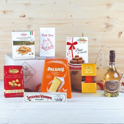 "Elite" - Christmas gift box with pandoro, Cremona nougat, Tuscan cantucci IGP