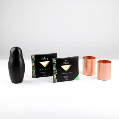 "MixForTwo - MoscowMule" - Ready-made cocktail gift pack with copper glasses, shaker