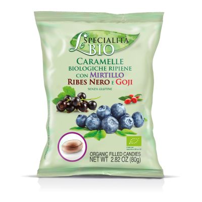 Gluten-free Organic Candies filled with Blueberry, Black Currant, Goji Luigi Serra 80 gr