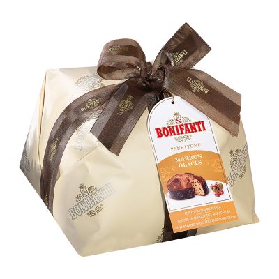 Handverpackter Panettone mit Stücken von Marron Glacés Bonifanti 1 kg