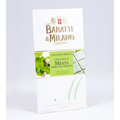 Weiße Schokolade mit Piemontesischen Pfefferminzblättern Baratti&Milano 75 gr