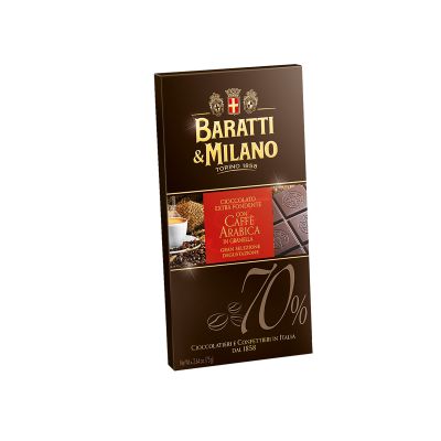 Zartbitterschokolade extra mit Arabica Kaffeebohnen Baratti&Milano 75 gr