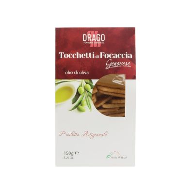 Knusprige Focacciastücke aus Genova mit Olivenöl Forneria Genovese Drago 150 gr