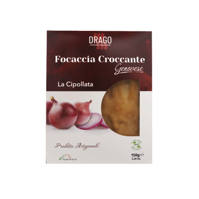 Knusprige  Focaccia aus Genova mit Zwiebeln Forneria Genovese Drago 150 gr