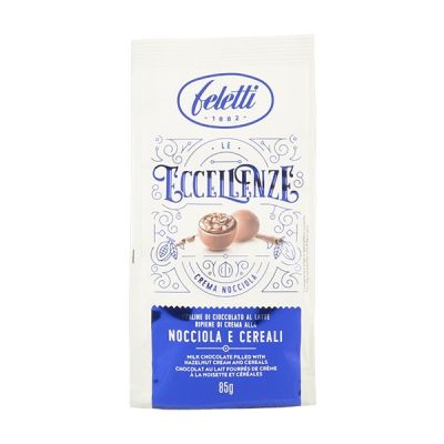 Pralinen aus Vollmilchschokolade, gefüllt mit Haselnuss und Getreidecreme Le Eccellenze Feletti 85 gr