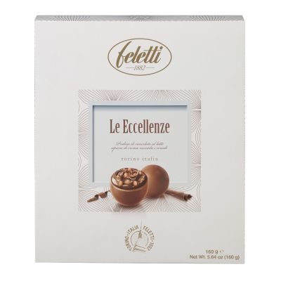 Pralinen aus Vollmilchschokolade, gefüllt mit Haselnusscreme und Müsli Le Eccellenze Feletti 160 gr