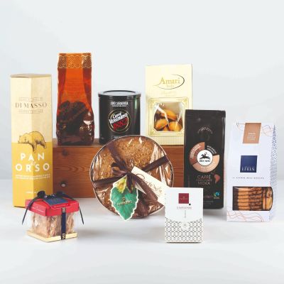"Pausa Caffè" - Geschenkpackung mit Arabica-Kaffee, Pralinen, Haselnusskuchen