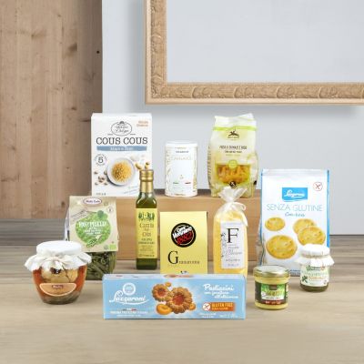 "Delizie SenzaGlutine" - Gourmet-Korb mit glutenfreien Produkten: Nudeln, Couscous, Bio-Pesto 