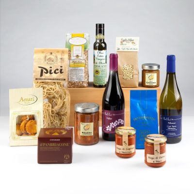 "Delizie Toscane" - Geschenkkorb mit typischen toskanischen Produkten: Bio-Zolfino-Bohnen, Ribollita