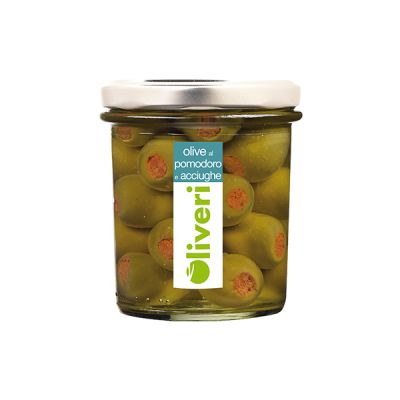 Oliven mit Tomate und Sardellen Oliveri 180 gr