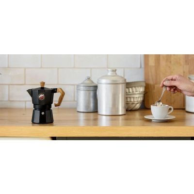 Schwarze Mokka Kaffeekanne Caffè Vergnano 1882