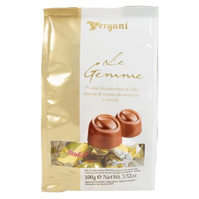 Le Gemme Milchschokoladenpralinen mit Haselnusscreme und Getreide Vergani 100 gr