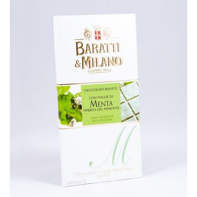 Cioccolato Bianco con Foglie di Menta Piperita del Piemonte Baratti&Milano 75 gr