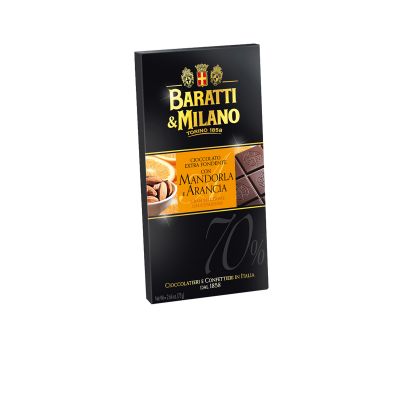 Cioccolato Extra Fondente 70% con Arancia e Mandorle Baratti&Milano 75 gr