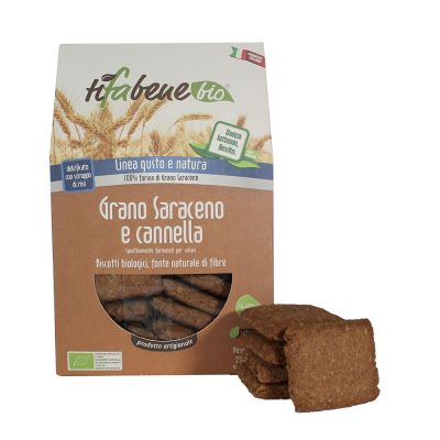 Biscotti di Grano Saraceno,Cannella e Avena Senza Glutine, Senza Zucchero "TiFaBene" 250 gr