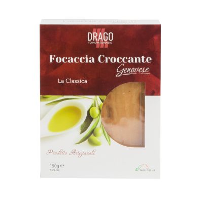 Focaccia croccante genovese all'olio di oliva Forneria Genovese Drago 150 g