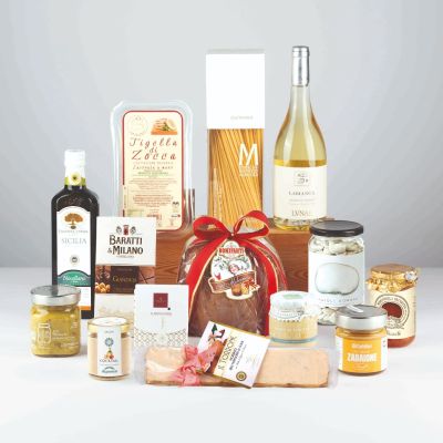 "Bianco Natale" - Cesto regalo Natale Gourmet con panettone Bonifanti