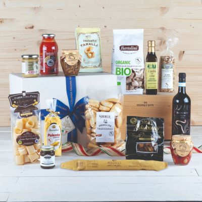 "Rustico" - Cesto regalo con pasta all'uovo, funghi, passata Bio