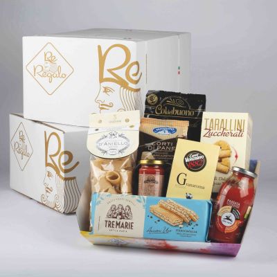 "INASPETTATO" - Cesto gastronomico in offerta con pasta, sughi, dolci
