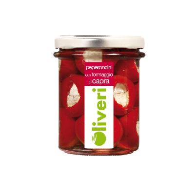 Peperoncini Farciti con Formaggio di Capra Oliveri 190 gr
