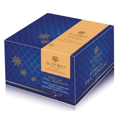 Panettone Stella del Vesuvio Farcito con pezzi di albicocche naturali candite e glassa alle nocciole di Giffoni Sal De Riso 500 gr
