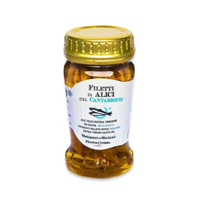 Filetti di Alici del Cantabrico in Olio Extra Vergine di Oliva Biologico Segreti di Sicilia 85 gr