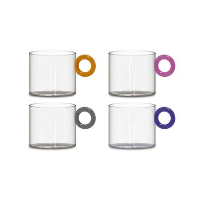 Set 4 Tazzine da caffè in vetro con manico colorato Wd Lifestyle 100 ml