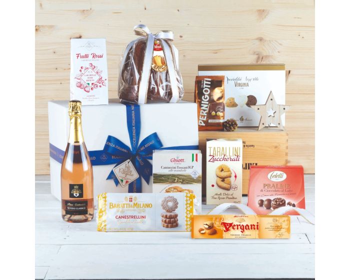 Weihnachtsgeschenkkorb mit Pandoro